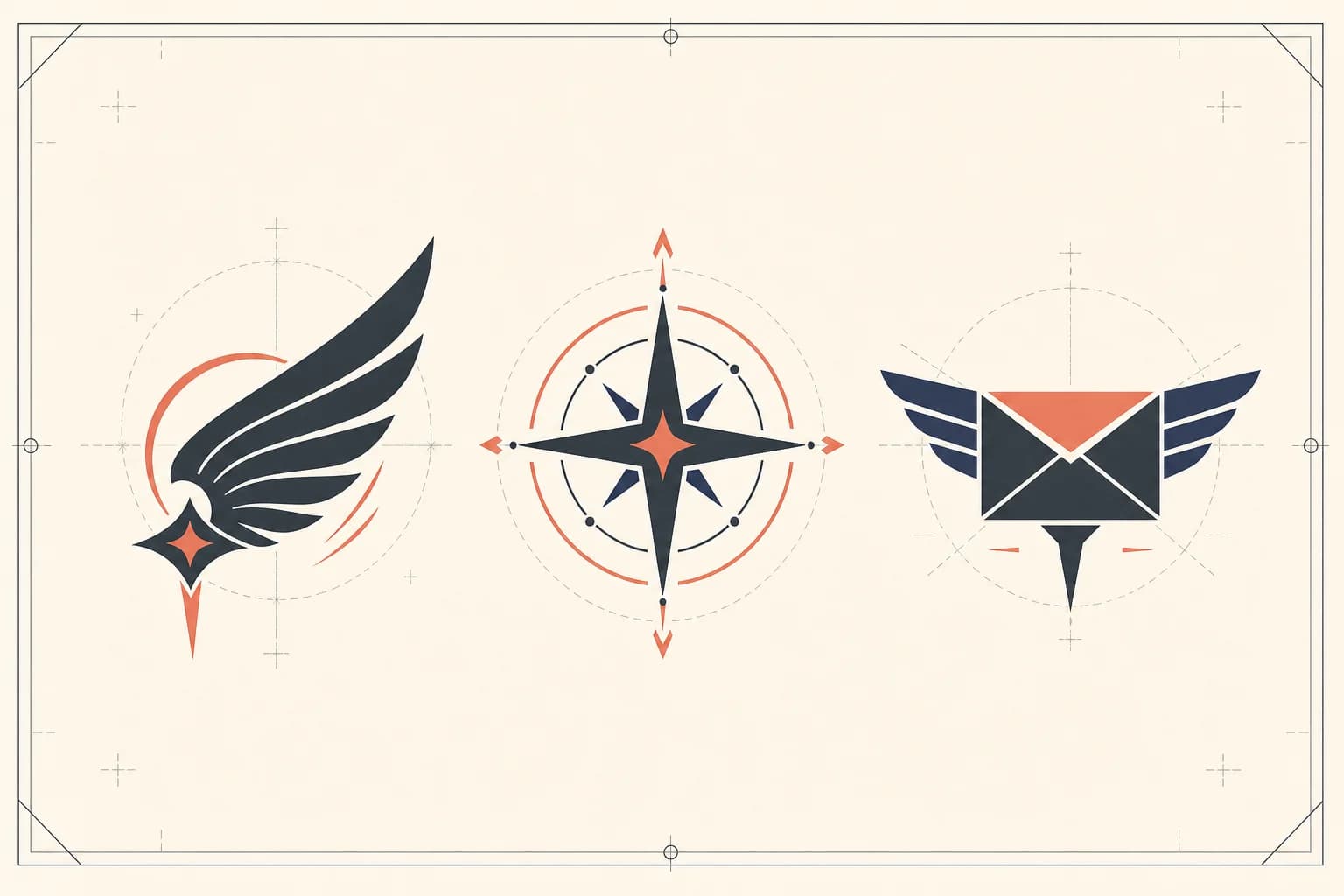 Planche de concepts de logos inspirés de l’anime avec plusieurs pistes de symboles et badges